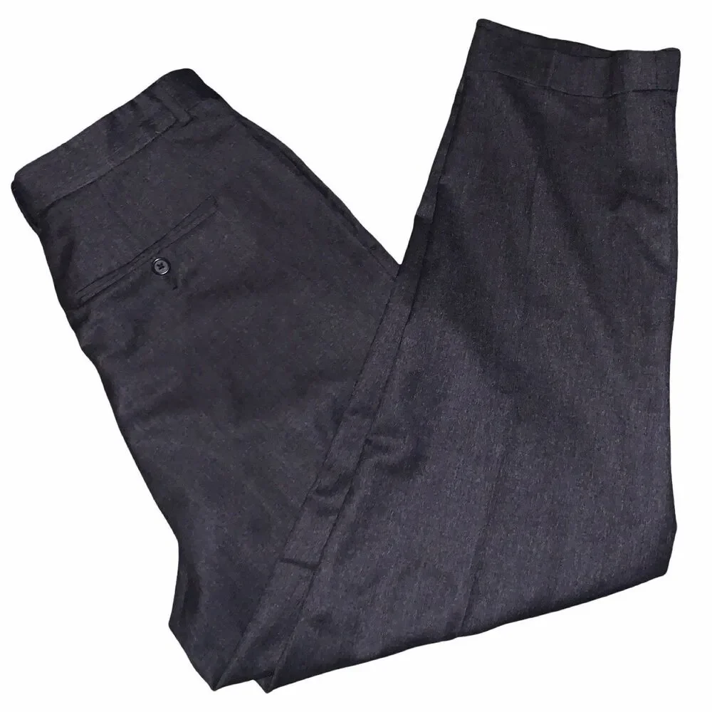 Vtg Banana Republic Pants Mens 36R Charcoal Gray Lined Straight Pleated Cuffed